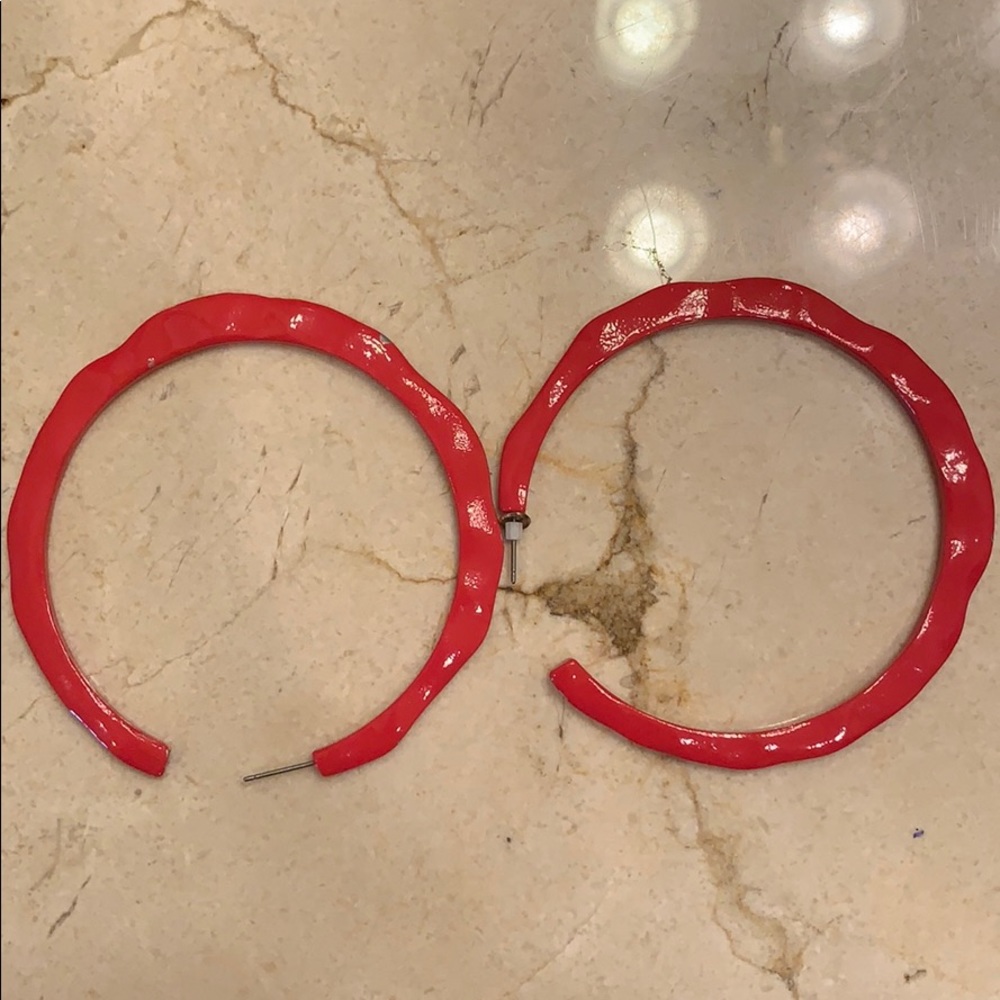 Red metal earrings